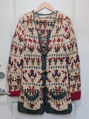 EUC Anthropologie Sleeping On Snow L Super Chunky Wool Blend Knit Cardigan